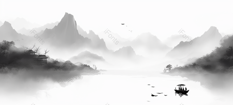 国风新中式水墨山水背景插画,插画/手绘图,插画/手绘图库,插画/手绘图下载,插画/手绘